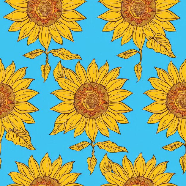 파란 바탕에 노란색 꽃