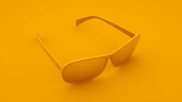 分離された黄色のサングラス。夏のコンセプト。 3Dイラスト。