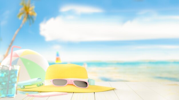 Yellow sunglasses on swimming pool
