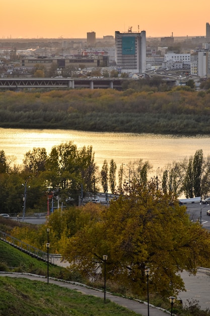 Yellow sunset in Nizhny Novgorod