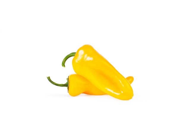 Yellow sweet pepper isolated on a white background with copy space