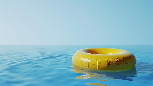 yellow swimming pool ring float in the beach