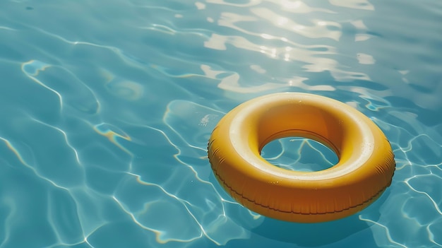 yellow swimming pool ring float in blue water