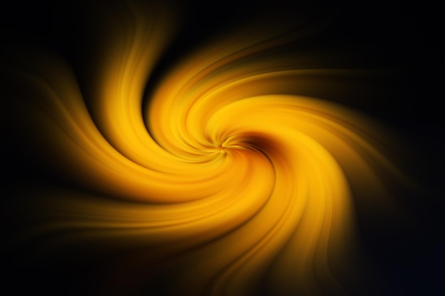 A yellow swirl in a black background