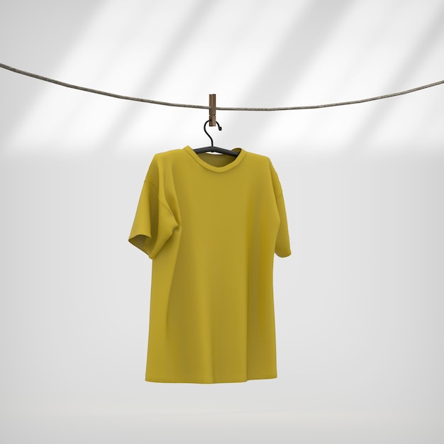 Photo yellow t shirt hanging rope