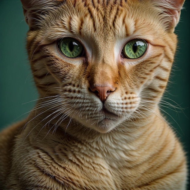 Foto un gatto giallo con gli occhi verdi