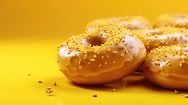 A yellow table with donuts and a few other donuts on it