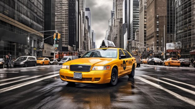 Photo yellow taxi cab in city