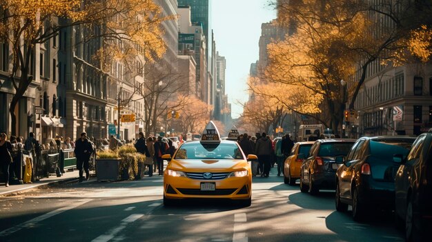 Photo yellow taxi car in the city