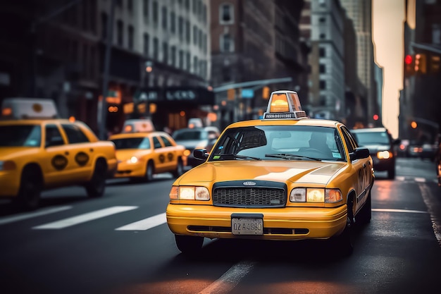 Yellow Taxi in Manhattan New York City in USA AI