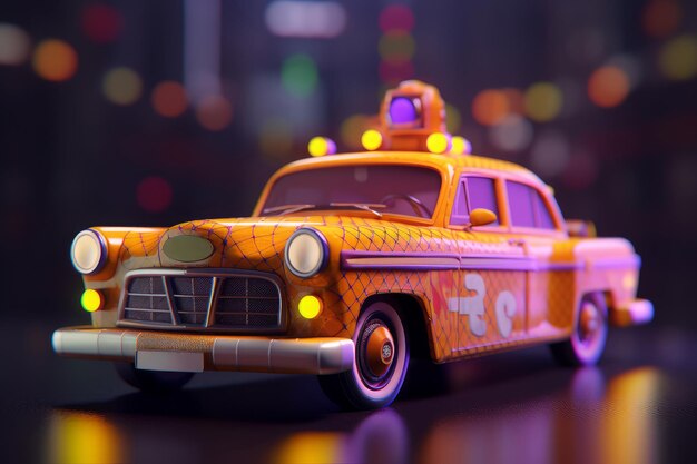 A yellow taxi with the word taxi on the side.