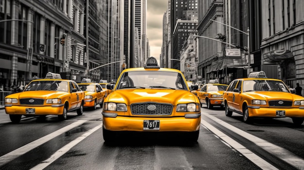 Yellow taxis in the street