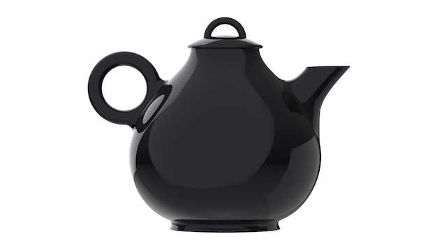 Yellow teapot isolated black red for tea time 3d render image