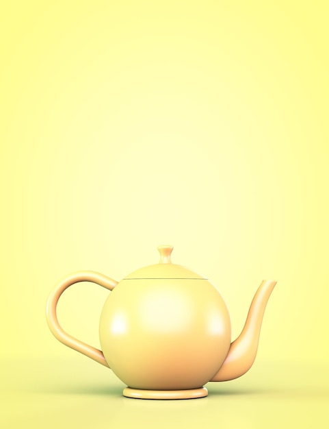 yellow teapot on a yellow background with copyspace