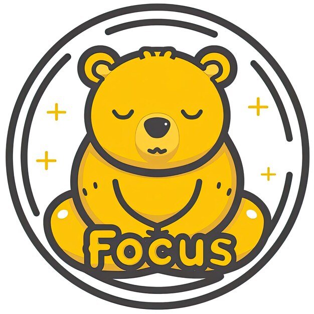 Photo a yellow teddy bear sitting in a circle with the word focus on it