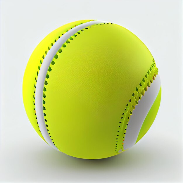 yellow tennis ball with white stitching on the side generative ai