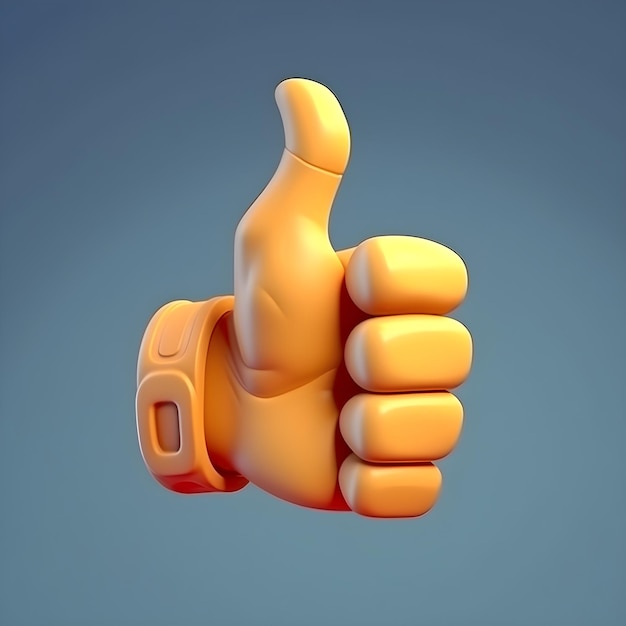 Желтый палец вверх 3d значок Рука персонажа мультфильма