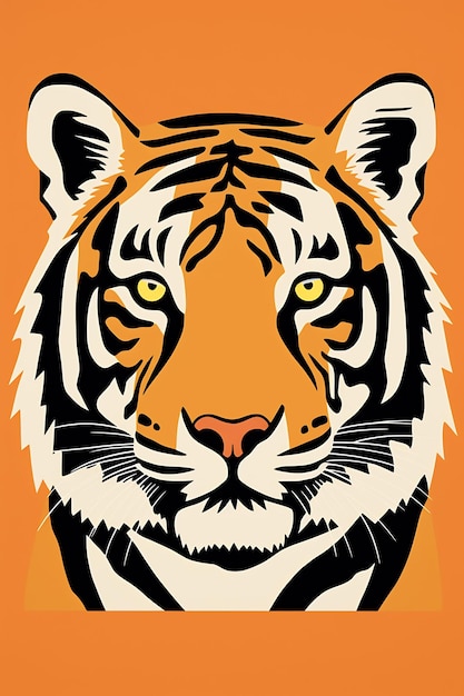 a yellow tiger with a black and orange background