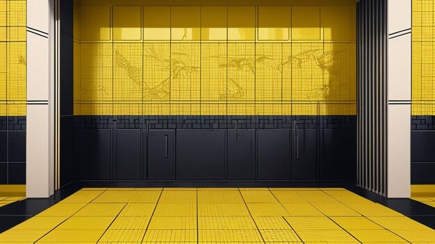 Yellow tile empty room concept