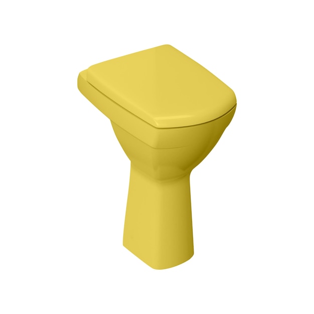 Yellow toilet bowl isolated on white background