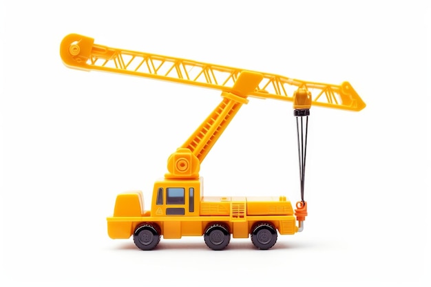 Photo yellow toy crane on white background on a white or clear surface png transparent background