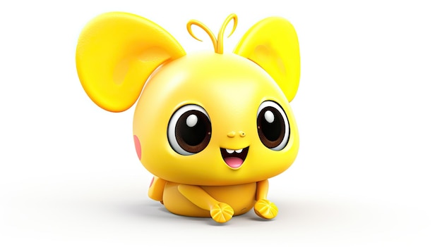 a yellow toy with a big eyes and a big smile