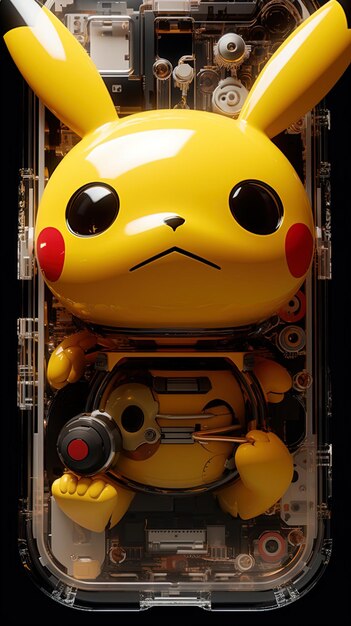 Photo a yellow toy with a sad face sits in a box