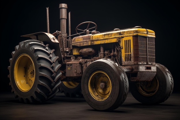 A yellow tractor with the number 60 on the front.