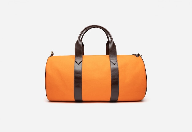 Photo yellow travel duffle bag