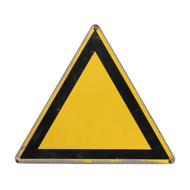 Yellow triangle clean surface Sign isolated for collage