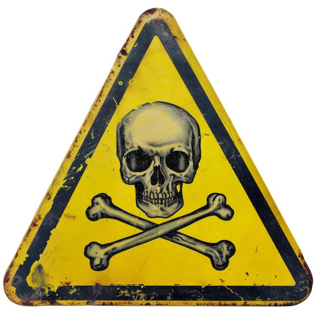 yellow triangle warning sign with a skull crossbones generative AI