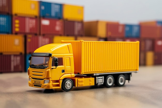 Photo a yellow truck transporting goods and packages