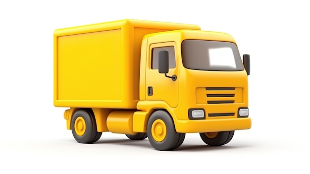 A yellow truck with a yellow cab is shown on a white background.