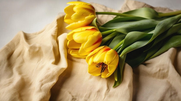 Yellow tulip background Illustration AI GenerativexA