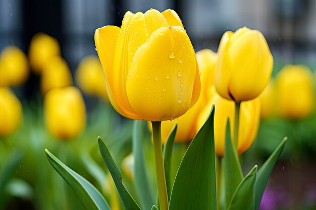 Yellow tulip in the garden