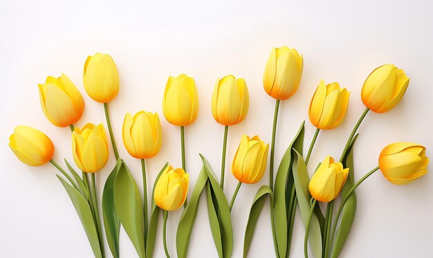 Photo yellow tulips on a white background