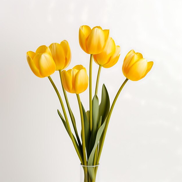 Photo yellow tulips on a white background