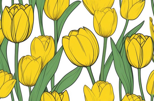 Yellow tulips on white background