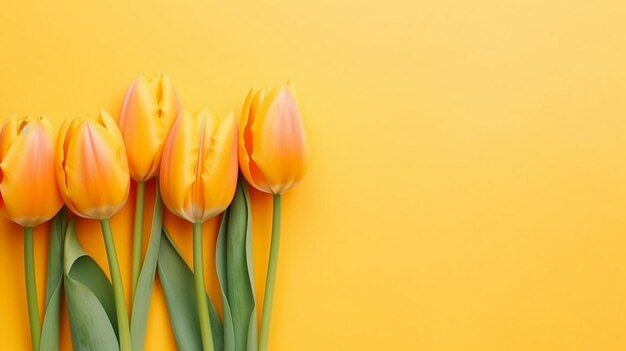 Yellow tulips on a yellow gradient background