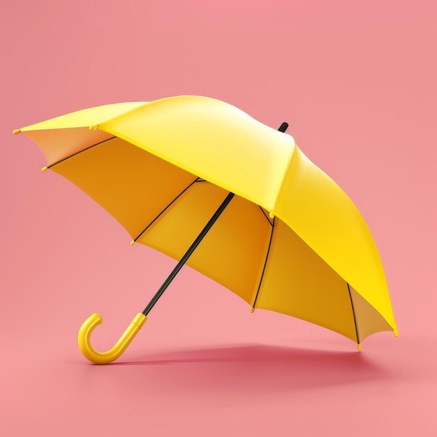 Yellow umbrella Cartoon minimal icon 3D modern