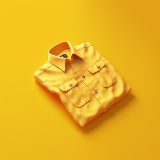 Yellow uniform shirt on yellow background hyperrealistic anim