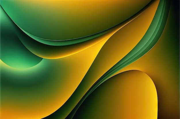 Yellow and Verdant Green Wavy Abstract Wallpaper generative ai