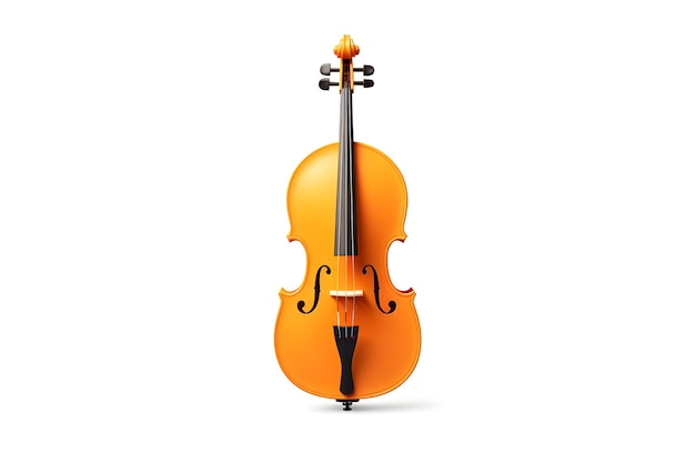 A yellow violin on a white background