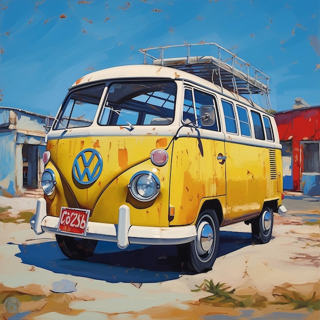 a yellow vw bus with the number 41 on the front.