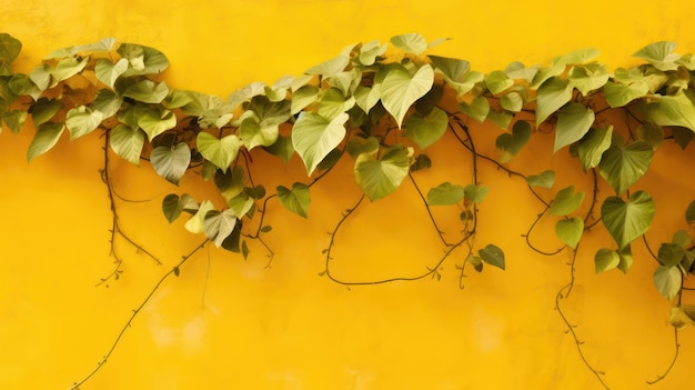 yellow wall and leaves background