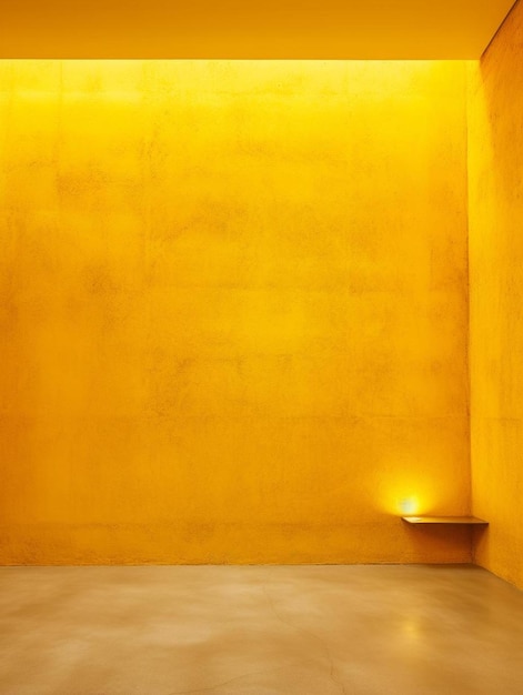 a yellow wall with a light on it and a light on it