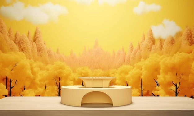 A yellow wallpaper with a yellow background and a tree with a white cloud.