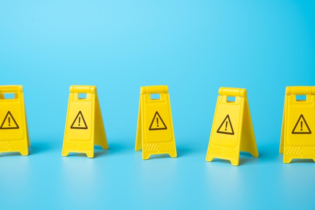 Yellow warning signs Be careful Find an alternative path An insurmountable obstacle Approach to a difficult challenge Putting a halt to certain decisions Restrictions Sanctions and freezing