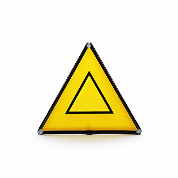 A yellow warning triangle on a white background