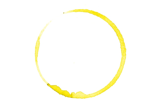 Yellow watercolor circle isolated on white background